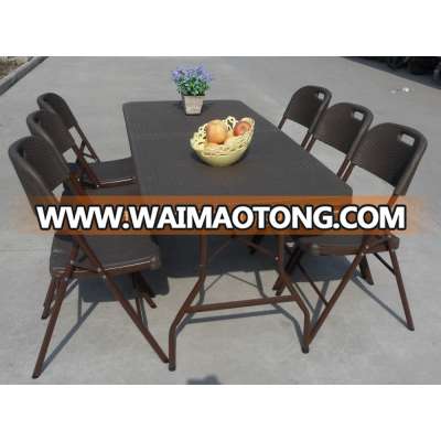 PATIO FURNITURE, PE RATTAN & STEEL OUTDOOR TABLE AND CHAIRS